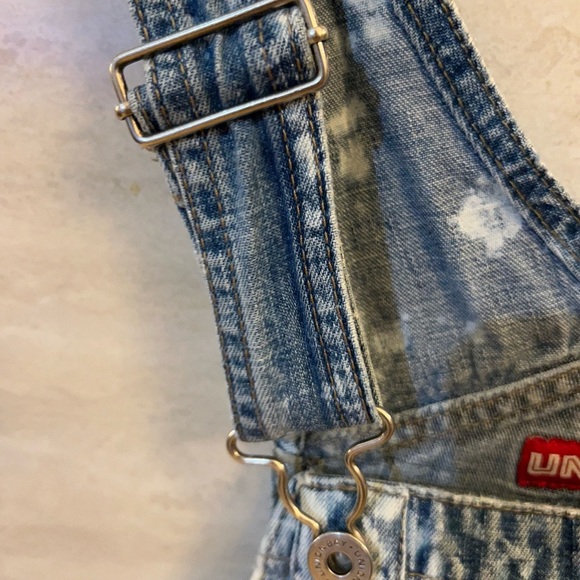 VINTAGE Unionbay Shorts Overalls Womens Indigo Denim Logo Cotton - Picture 5 of 16
